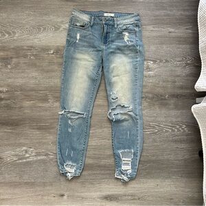 Distressed Blue Jeans